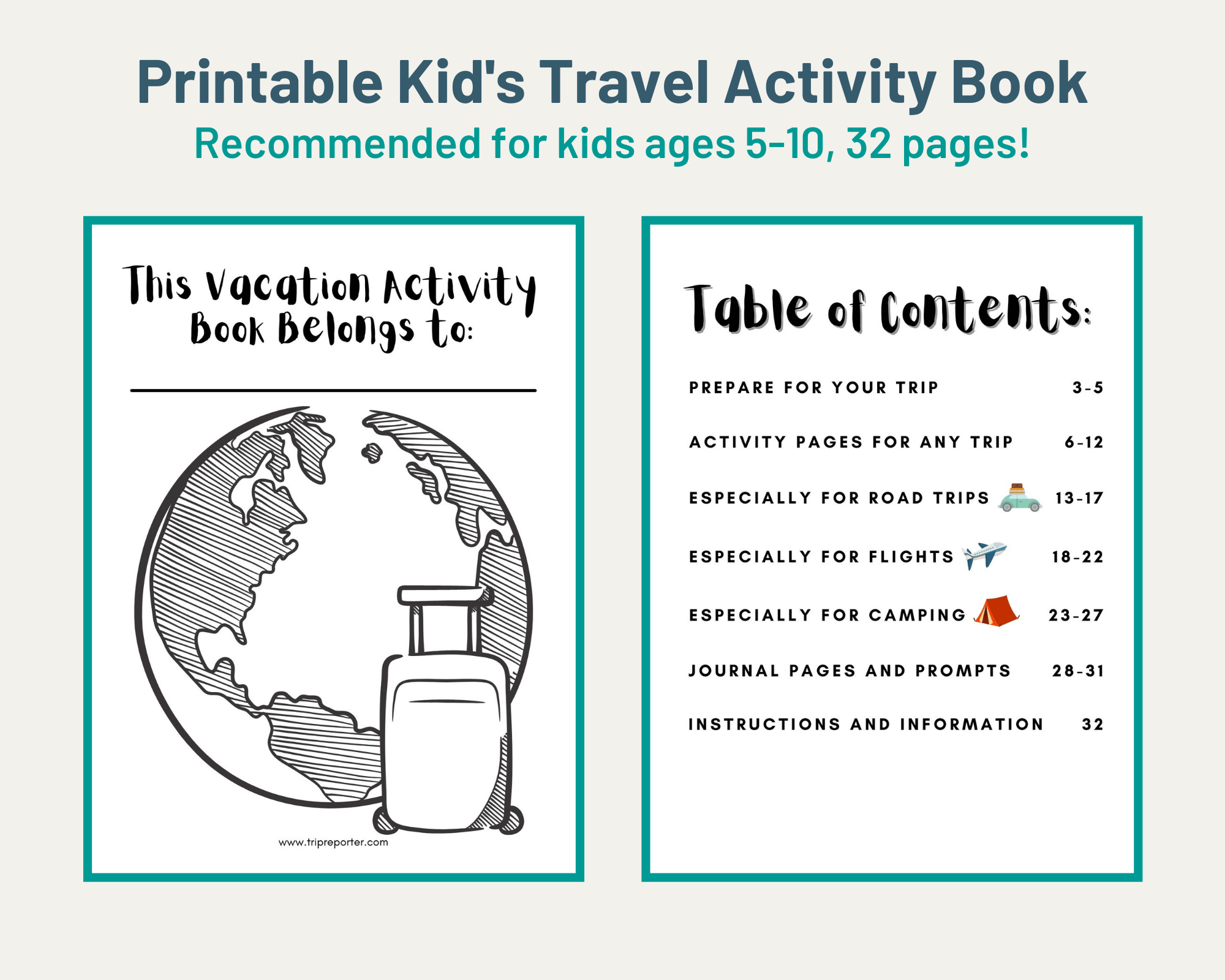 Printable Travel Activity Book for Kids - Trip Reporter